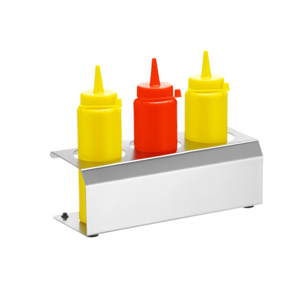 Szószadagoló flakon állvány, HENDI, 3 lyuk ø 50 mm, 229x90x(H)78mm 557976