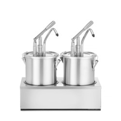 Készlet: 2 db rozsdamentes acél szósztartály adagolóval, HENDI, 9L, 400x200x(H)440mm 558119