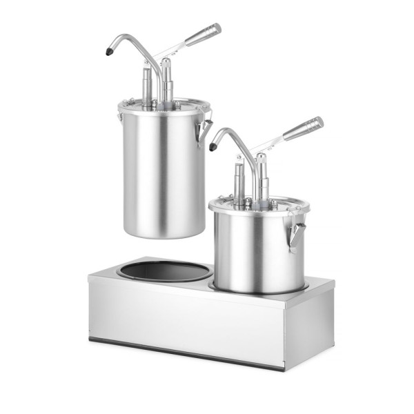 Készlet: 2 db rozsdamentes acél szósztartály adagolóval, HENDI, 9L, 400x200x(H)440mm 558119