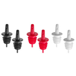 Szabad áramlású kiöntő, BarUp, 2 fekete, 2 fehér, 2 piros, Piros, 6 db 599440