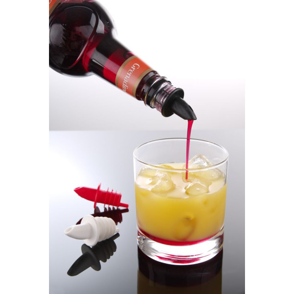 Szabad áramlású kiöntő, BarUp, 2 fekete, 2 fehér, 2 piros, Piros, 6 db 599440