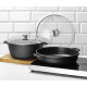 Öntött alumínium edény, tapadásmentes bevonattal, HENDI, 7L, Fekete, 367x290x(H)122mm 611029