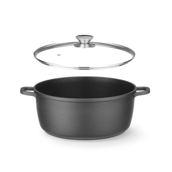 Öntött alumínium edény, tapadásmentes bevonattal, HENDI, 9L, Fekete, 405x332x(H)138mm 611043