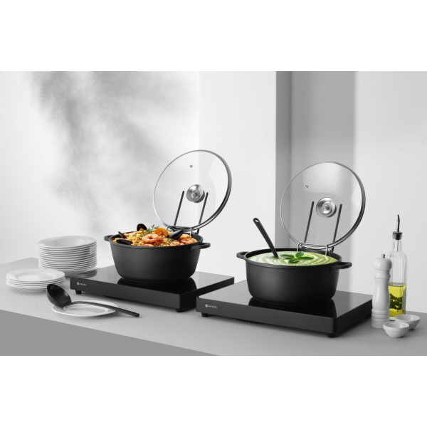 Öntött alumínium edény, tapadásmentes bevonattal, HENDI, 9L, Fekete, 405x332x(H)138mm 611043