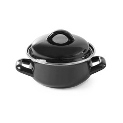 Leveses & szószos edény - fedővel, HENDI, 0,5L, Fekete, ⌀135x(H)105mm 625705