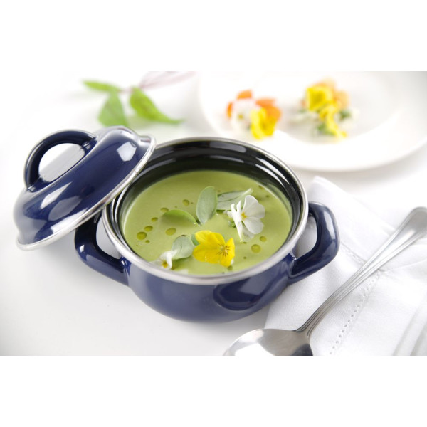 Leveses & szószos edény - fedővel, HENDI, 0,3L, Kék, ⌀115x(H)90mm 625804