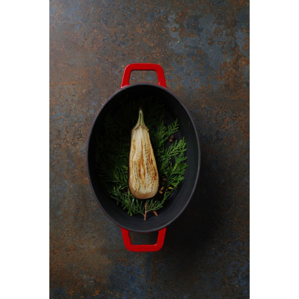 Zománcozott öntöttvas fazék, HENDI, 4,4L, Piros, 365x290x(H)115mm 626849