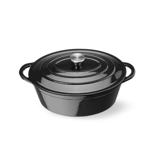 Zománcozott öntöttvas fazék, HENDI, 6,88L, Fekete, 405x255x(H)134mm 626863