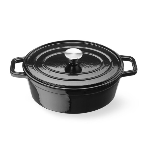 Zománcozott öntöttvas fazék, HENDI, 4,4L, Fekete, 365x290x(H)115mm 626887