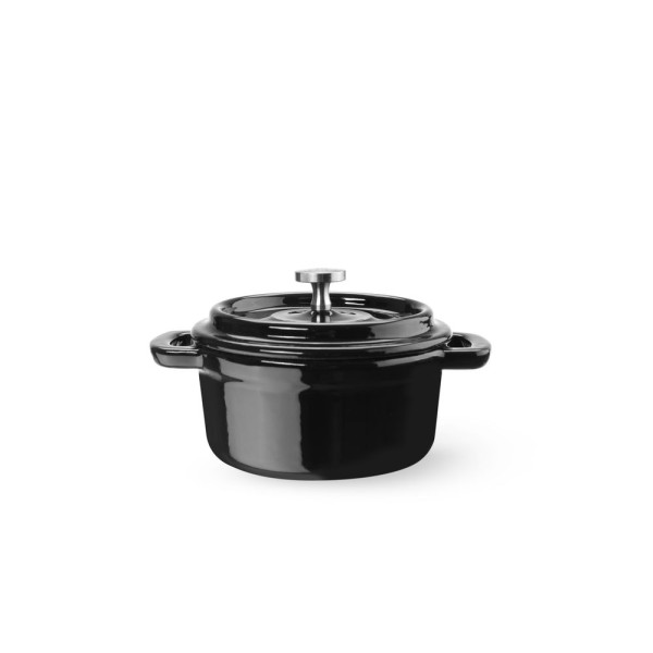 Zománcozott öntöttvas fazék, HENDI, 0,27L, Fekete, 130x100x(H)48mm 626894