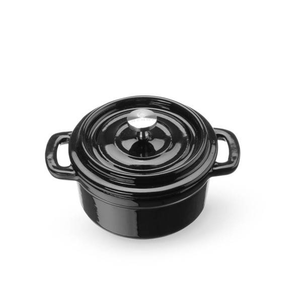 Zománcozott öntöttvas fazék, HENDI, 0,27L, Fekete, 130x100x(H)48mm 626894