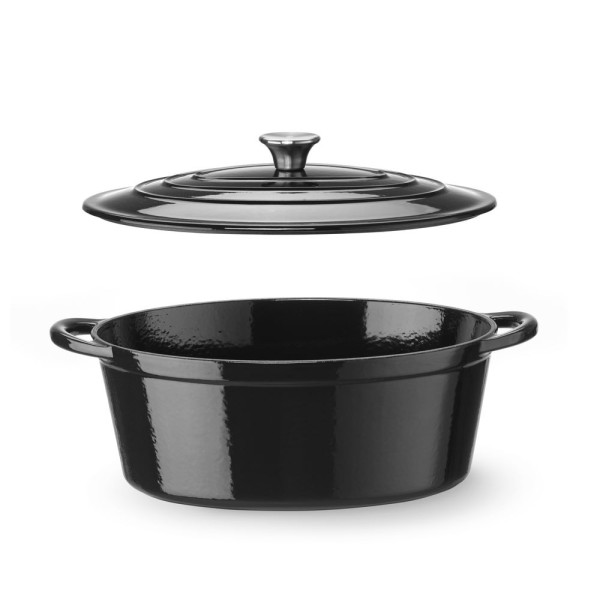 Zománcozott öntöttvas fazék, HENDI, 0,27L, Fekete, 130x100x(H)48mm 626894