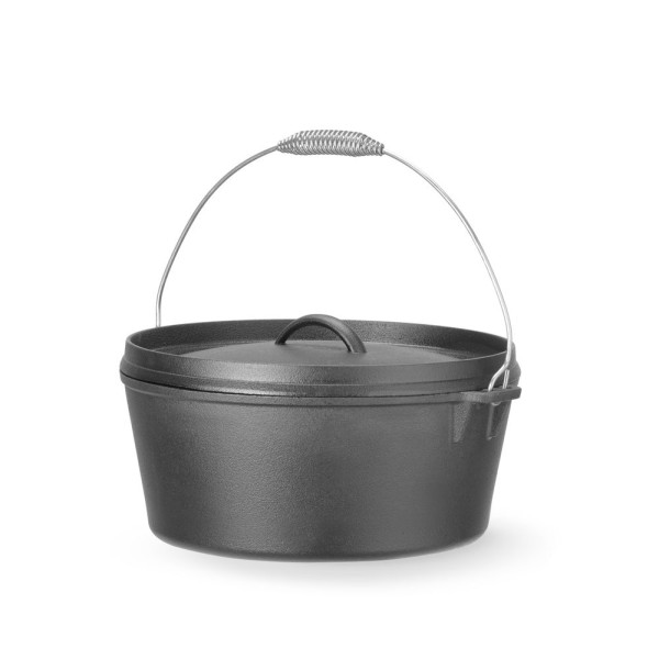 Öntöttvas edény, HENDI, 7,2L, Fekete, ⌀310x(H)155mm 629376