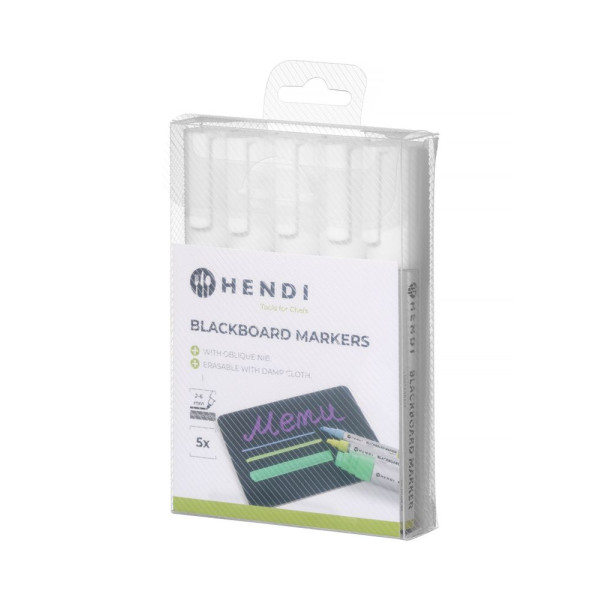 Tábla filctollak 6 mm, HENDI, 5 fehér filctoll 664209