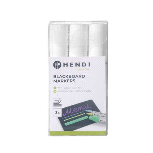 Tábla filctollak 15 mm, HENDI, 3 fehér filctoll 664223