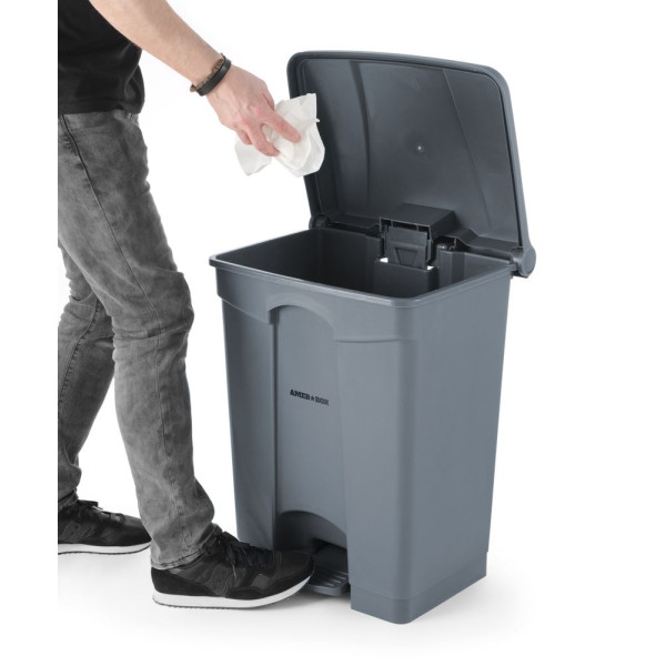 Pedálos hulladékgyűjtő tartály, AmerBox, 87L, Világos szürke, 500x410x(H)815mm 691168