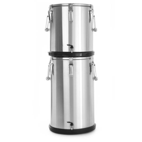 Szigetelt hordozható ételtárolóedény – csappal, HENDI, Profi Line, 20L, Ezüst, ⌀330x(H)360mm 710227