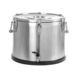Szigetelt hordozható ételtárolóedény – csappal, HENDI, Profi Line, 50L, Ezüst, ⌀480x(H)380mm 710333
