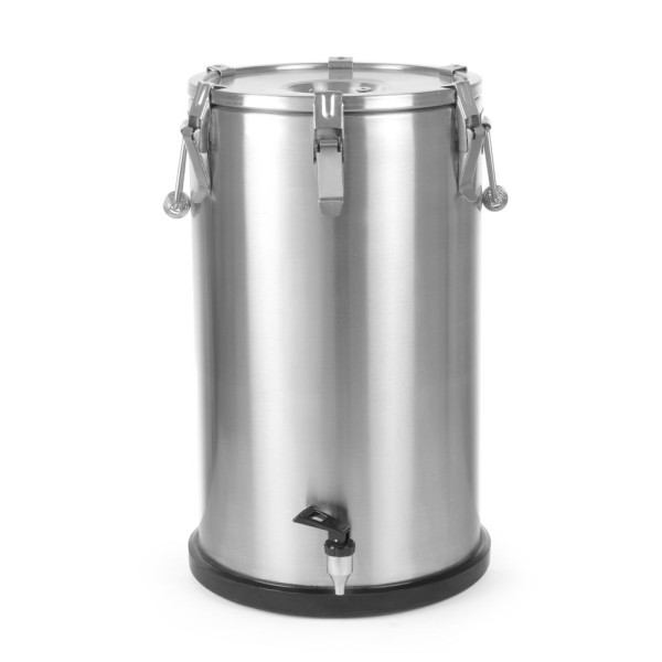 Szigetelt hordozható ételtárolóedény – csappal, HENDI, Profi Line, 50L, Ezüst, ⌀480x(H)380mm 710333