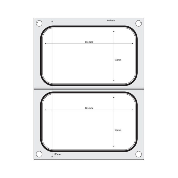 Tálcatömítő mátrix, HENDI, 2 db tartály, 178 x 113 mm 805589