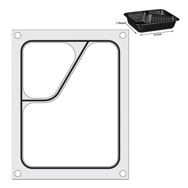 Tálcatömítő mátrix, HENDI, Tweedelige colt tartály 227x178 mm 805640