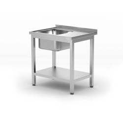 Mosogatóasztal polccal – csavarozott, mélység: 600 mm, HENDI, Profi Line, Bal oldal, 800x600x(H)850mm 812495