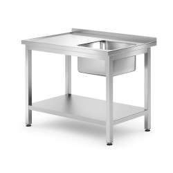 Mosogatóasztal polccal – csavarozott, mélység: 700 mm, HENDI, Profi Line, Jobb, 1000x700x(H)850mm 812938