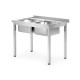 Asztal 2 mosogatóval – csavarozott, mélység: 700 mm, HENDI, Profi Line, 1000x700x(H)850mm 812952