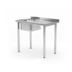 Mosogatóasztal, csavarozott, HENDI, Kitchen Line, bal oldali mosogatótálca, 800x600x(H)850mm 816776