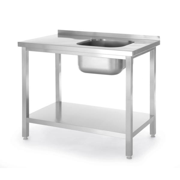 Mosogatóval és polccal, csavarozott, HENDI, Kitchen Line, Jobb kamrás mosogatópult., 800x600x(H)850mm 816998