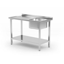 Mosogatóval és polccal, csavarozott, HENDI, Kitchen Line, jobb oldali mosogatótálca, 1000x600x(H)850mm 817018