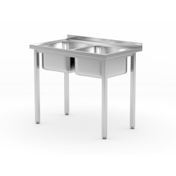 Kétmedencés mosogatóasztal, csavarozott szerkezettel, HENDI, Kitchen Termékcsalád, 1000x600x(H)850mm 817049