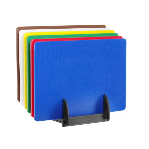 6 darabos HACCP vágódeszka-készlet tartóval, HENDI, 6 db., 450x300mm 825686