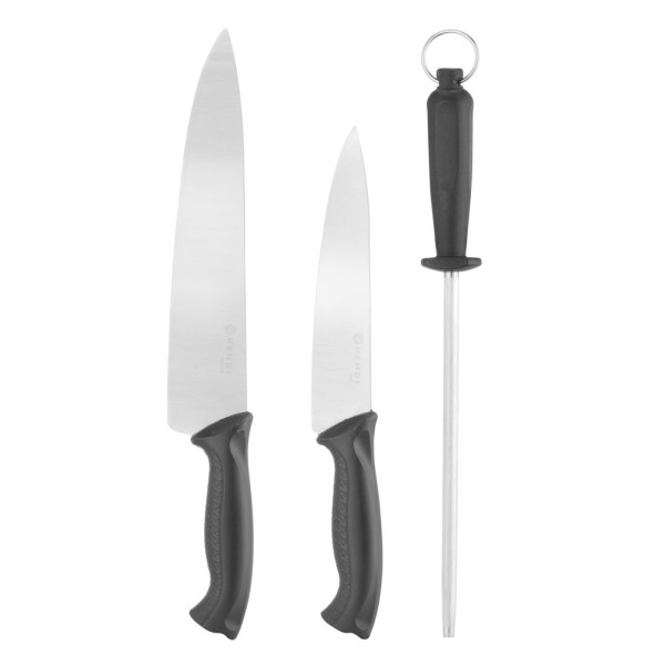 Kések és késélező szerszámkészlet, HENDI, Fekete, (L)380mm 842683