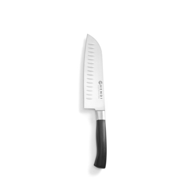 Santoku kés, HENDI, Profi Line, Granton bemetszések, Fekete, (L)310mm 844274