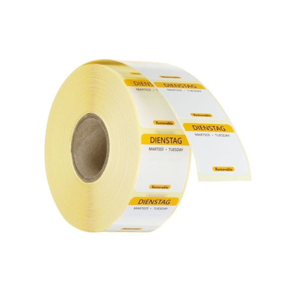 Napi élelmiszerbiztonsági címkék, többször használatos, könnyen kivehető, HENDI, Kedd, Citromsárga, 1000 db., 25x25mm 850701