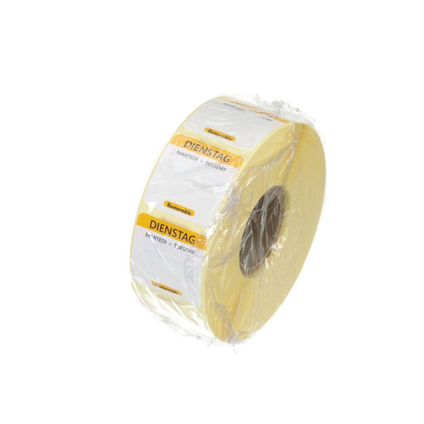 Napi élelmiszerbiztonsági címkék, többször használatos, könnyen kivehető, HENDI, Kedd, Citromsárga, 1000 db., 25x25mm 850701