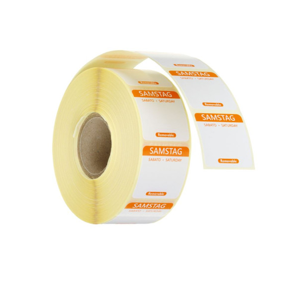 Napi élelmiszerbiztonsági címkék, többször használatos, könnyen kivehető, HENDI, Szombat, Narancs, 1000 db., 25x25mm 850749