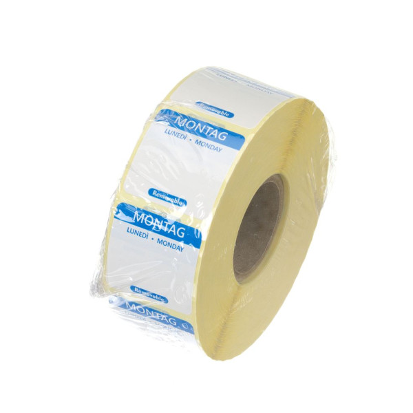 Napi élelmiszerbiztonsági címkék, többször használatos, könnyen kivehető, HENDI, Vasárnap, Fekete, 1000 db., 25x25mm 850756