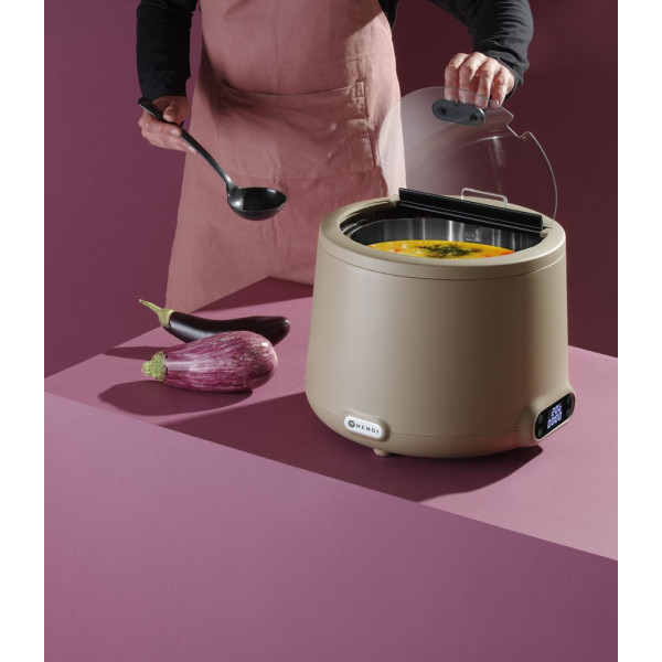 Leves melegentartó UNIQ, HENDI, designed by Robert Bronwasser, 8L, Bézs, 220-240V/500W, ⌀365x(H)325mm 860557