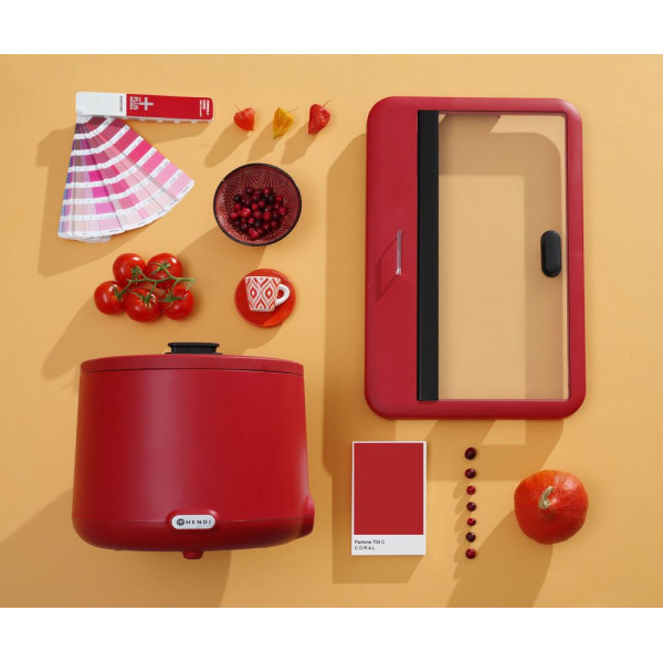 Leves melegentartó UNIQ, HENDI, designed by Robert Bronwasser, 8L, Piros, 220-240V/500W, ⌀365x(H)325mm 860571