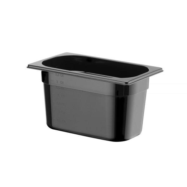 GN edény 1/4, HENDI, Profi Termékcsalád, GN 1/4, 4L, Fekete, 265x162x(H)150mm 862612