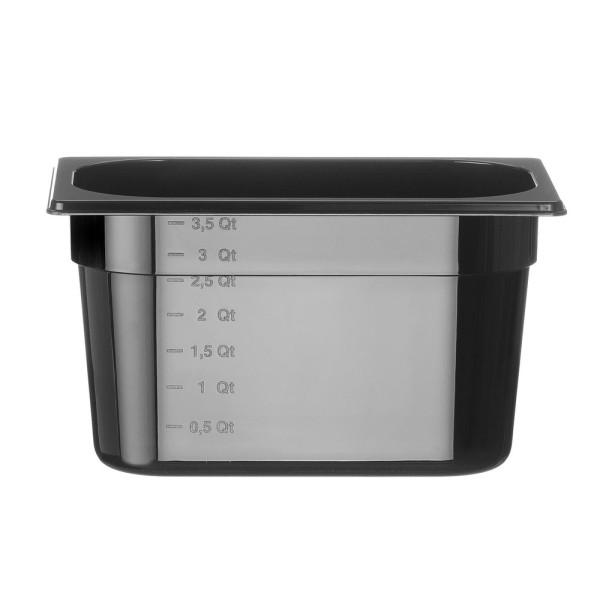 GN edény 1/4, HENDI, Profi Termékcsalád, GN 1/4, 2,8L, Fekete, 265x162x(H)100mm 862629