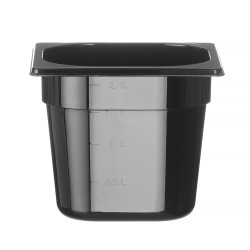 GN edény 1/6, HENDI, Profi Termékcsalád, GN 1/6, 2,4L, Fekete, 176x162x(H)150mm 862711