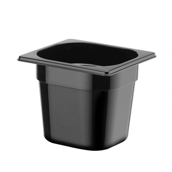 GN edény 1/6, HENDI, Profi Termékcsalád, GN 1/6, 2,4L, Fekete, 176x162x(H)150mm 862711