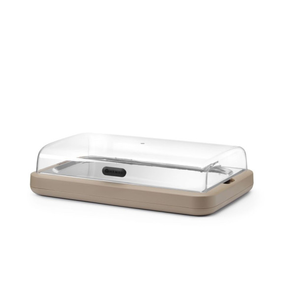 Hűthető ételkínáló tároló UNIQ, HENDI, designed by Robert Bronwasser, GN 1/1, Bézs, 593x389x(H)147mm, Téglalap alakú 871935