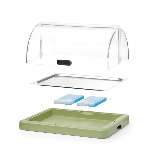 Felhajtható tetejű hűthető vitrin Duo UNIQ, HENDI, designed by Robert Bronwasser, Szimpla, Zöld, 460x355x(H)220mm, Téglalap alakú 871966