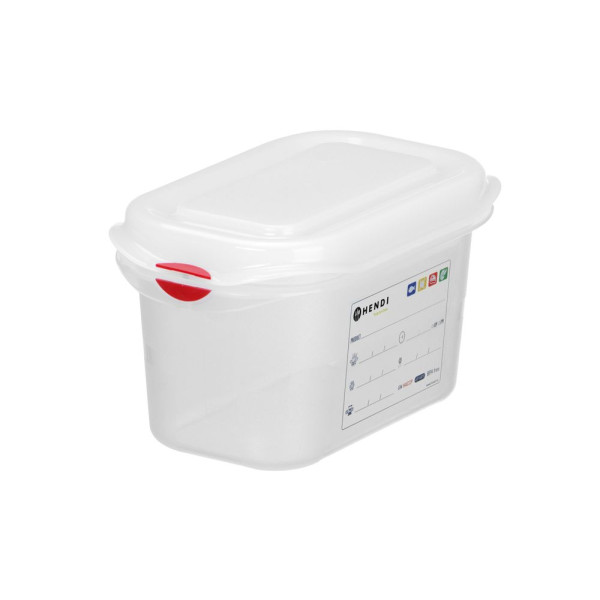 GN 1/9 tartály, polipropilén, HENDI, GN 1/9, 1,5L, Átlátszó, 176x108x(H)150mm 873144