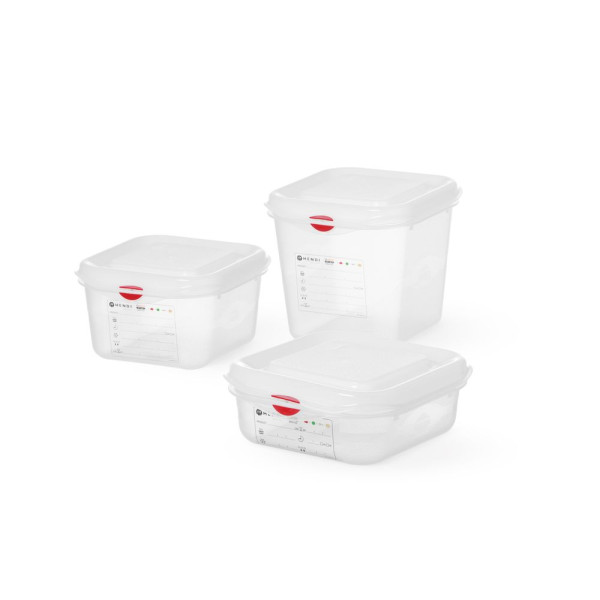 GN 1/6 tartály, polipropilén, HENDI, GN 1/6, 1,1L, Átlátszó, 176x162x(H)65mm 873151