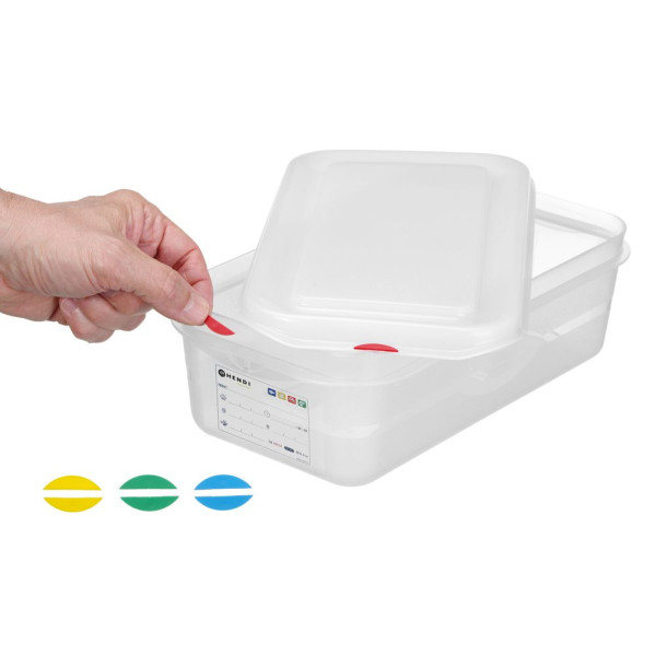 GN 1/4 polipropilén tartály, HENDI, GN 1/4, 4,3L, Átlátszó, 265x162x(H)150mm 873212